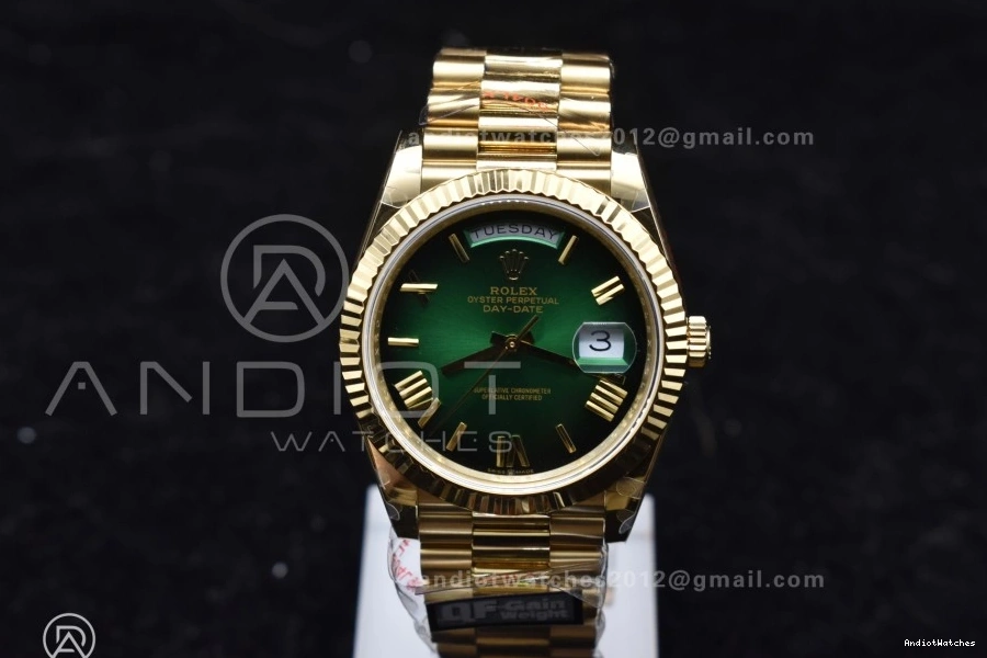 40 725 on Steel YG (Gain QF Bracelet President A2836 904L Dial Weight) Best DayDate V4 Green GoAnywhere Edition Black 0209
